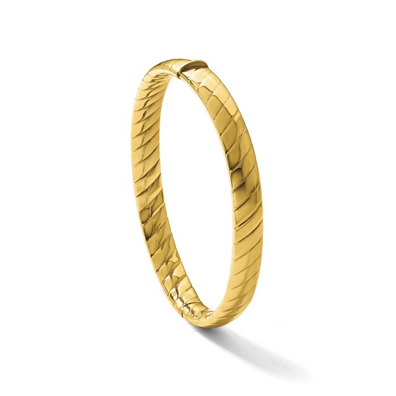 Herco 14K Polished and Grooved Twist Hinged Bangle