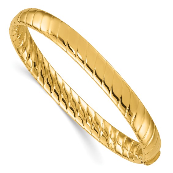Herco 14K Polished and Grooved Twist Hinged Bangle