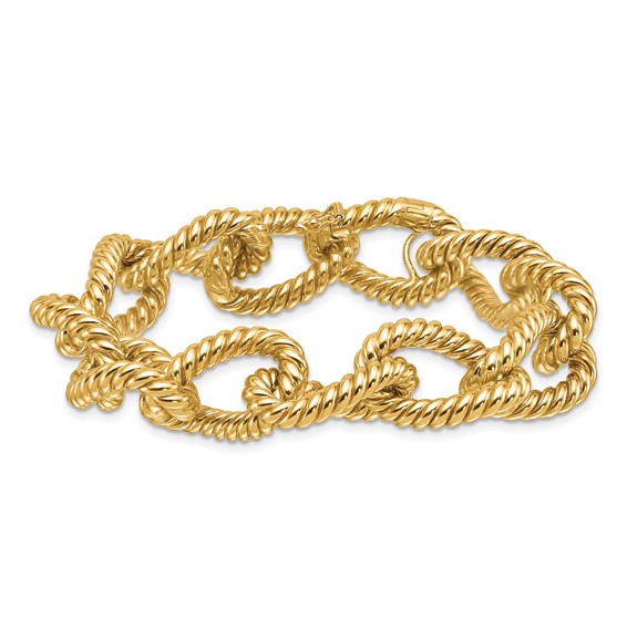 Herco 14K Polished and Twisted Oval Link Bracelet