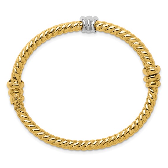 Herco 14K Two-tone Polished and Twisted Hinged Bangle