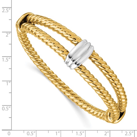 Herco 14K Two-tone Polished and Twisted Hinged Bangle