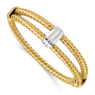 Herco 14K Two-tone Polished and Twisted Hinged Bangle