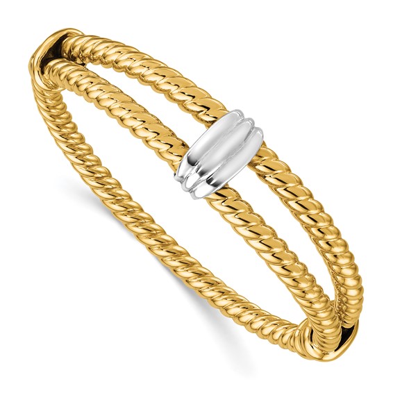 Herco 14K Two-tone Polished and Twisted Hinged Bangle