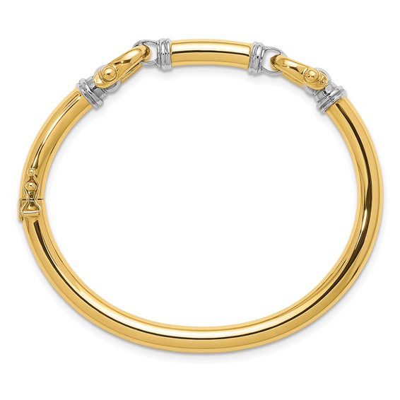 Herco 14K Two-tone Polished Fancy Anchor Link Hinged Bangle