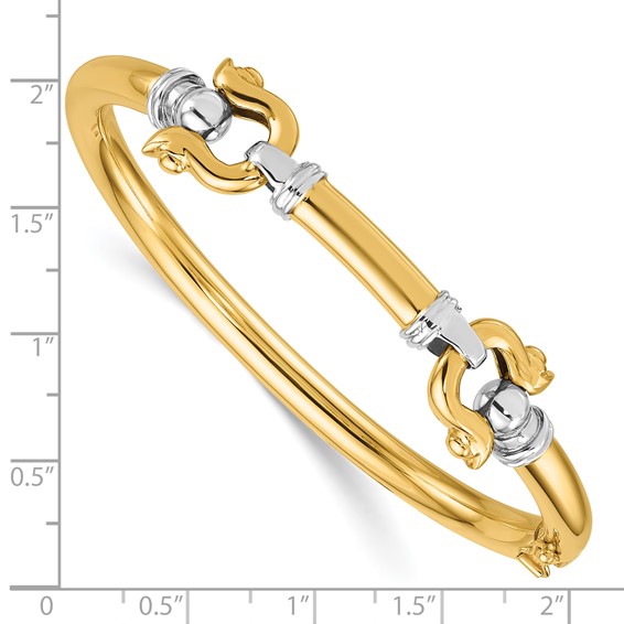 Herco 14K Two-tone Polished Fancy Anchor Link Hinged Bangle
