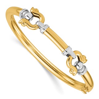 Herco 14K Two-tone Polished Fancy Anchor Link Hinged Bangle