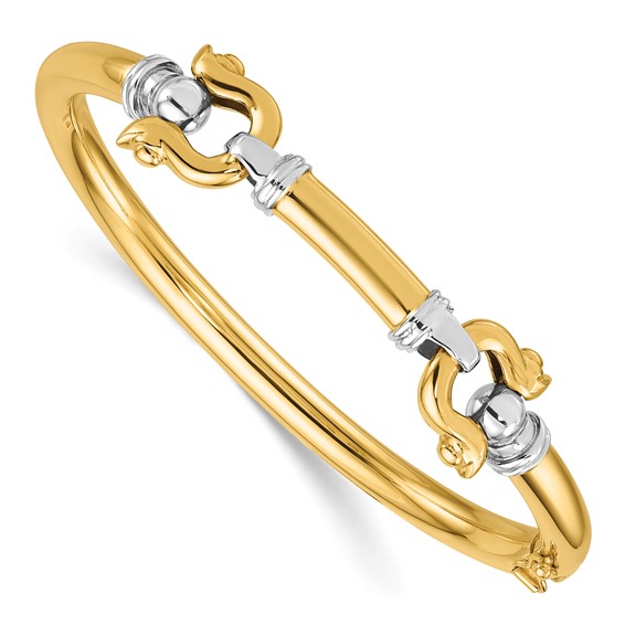Herco 14K Two-tone Polished Fancy Anchor Link Hinged Bangle