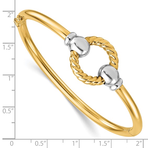 Herco 14K Two-tone Polished w/Twisted Circle Hinged Bangle