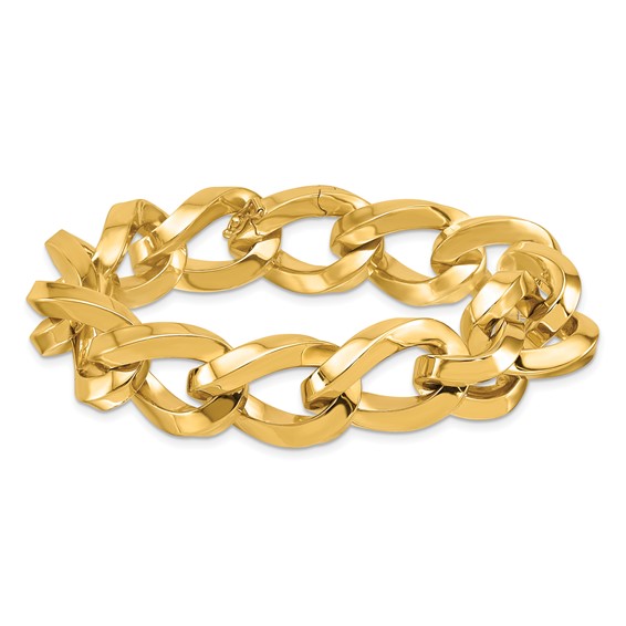 Herco 14K Polished Square Tube Oval Link Bracelet