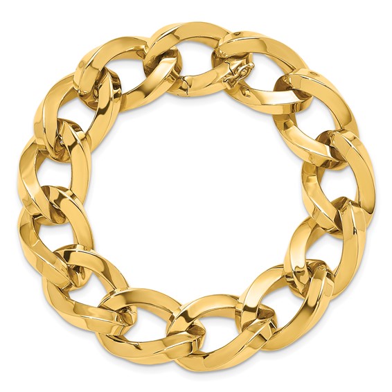 Herco 14K Polished Square Tube Oval Link Bracelet