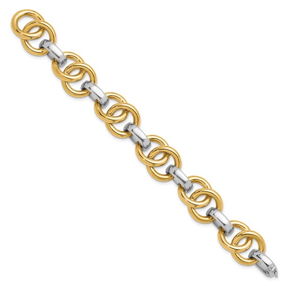 Herco 14K Two-tone Polished Double Circle Link Bracelet