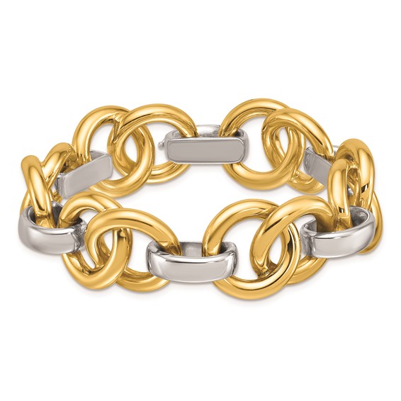 Herco 14K Two-tone Polished Double Circle Link Bracelet