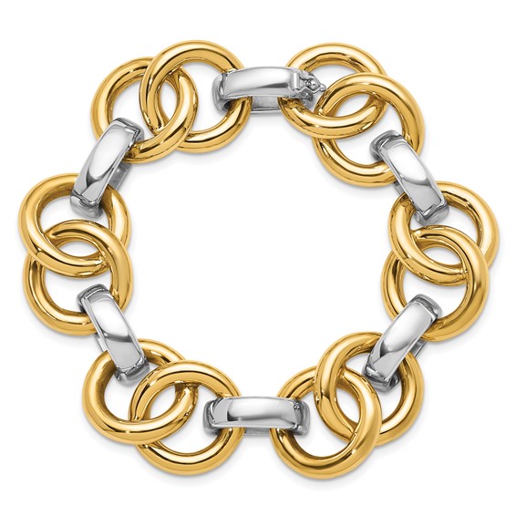 Herco 14K Two-tone Polished Double Circle Link Bracelet