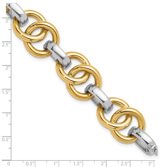 Herco 14K Two-tone Polished Double Circle Link Bracelet