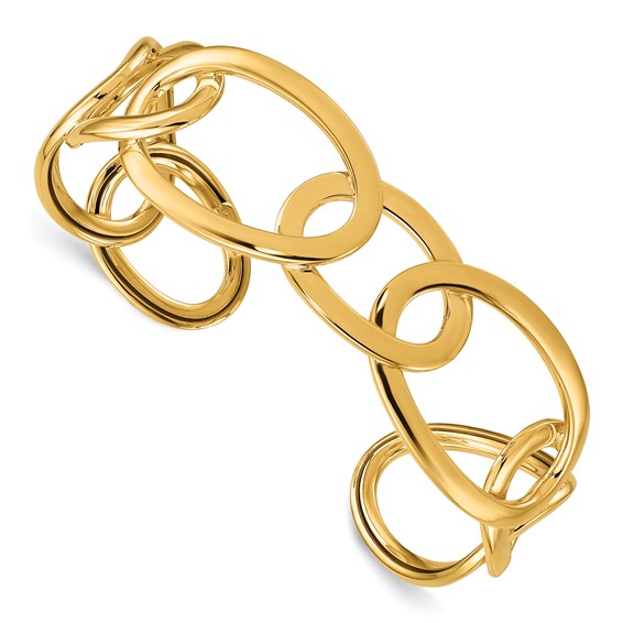 Herco 14K Polished Oval Link Cuff Bangle