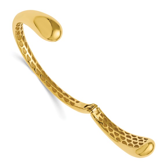 Herco 14K Polished Graduated Teardrop Hinged Cuff Bangle