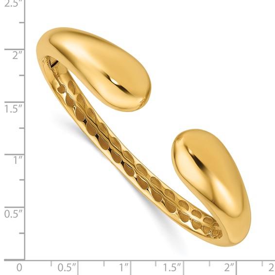 Herco 14K Polished Graduated Teardrop Hinged Cuff Bangle