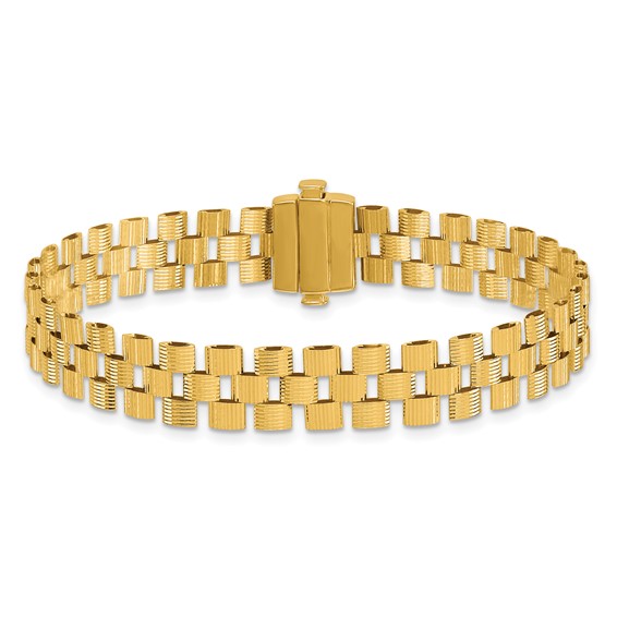 Herco Polished and Grooved Fancy Link Bracelet                         