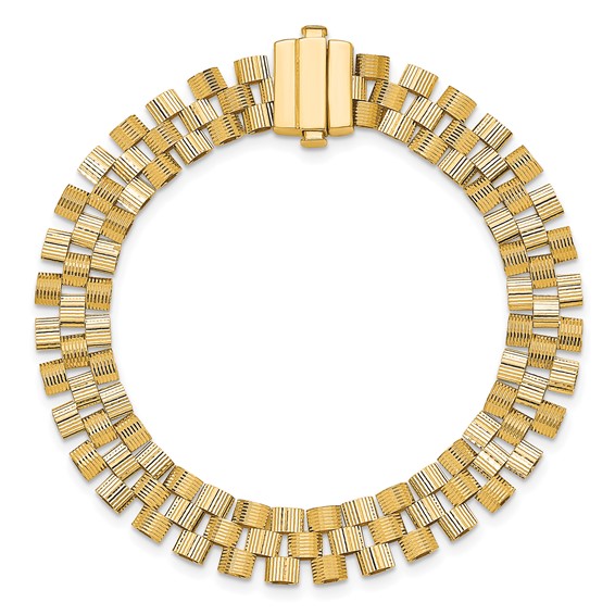 Herco Polished and Grooved Fancy Link Bracelet                         