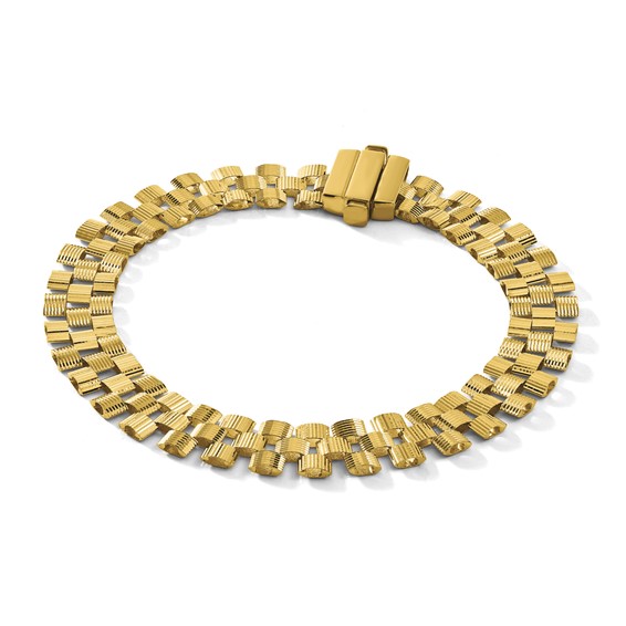 Herco Polished and Grooved Fancy Link Bracelet                         