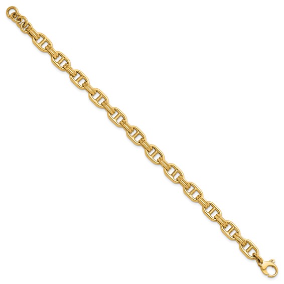 Herco 14K Polished 8.0mm Fancy Anchor Link 7.5 Inch with .5 Inch Extension Bracelet