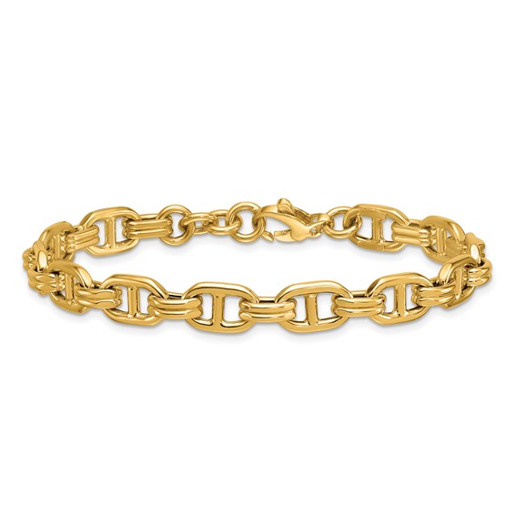 Herco 14K Polished 8.0mm Fancy Anchor Link 7.5 Inch with .5 Inch Extension Bracelet