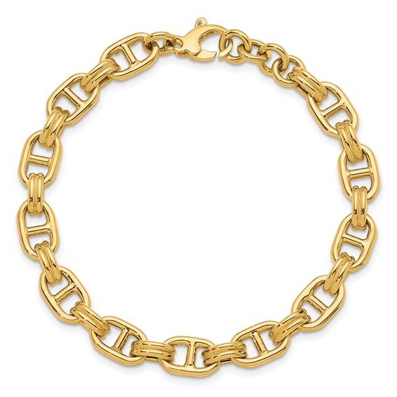 Herco 14K Polished 8.0mm Fancy Anchor Link 7.5 Inch with .5 Inch Extension Bracelet