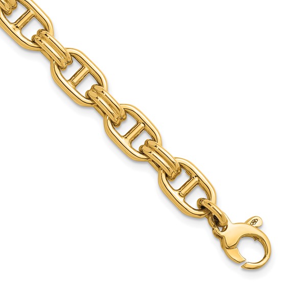 Herco 14K Polished 8.0mm Fancy Anchor Link 7.5 Inch with .5 Inch Extension Bracelet