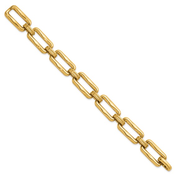 Herco 14K Polished and Textured Fancy Rectangular Link Bracelet