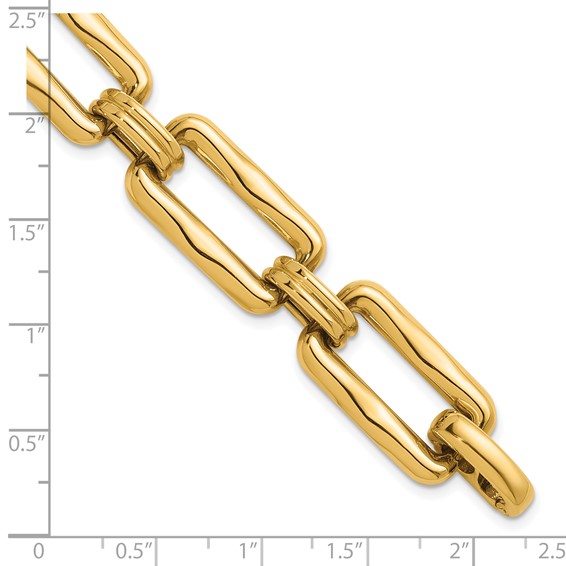 Herco 14K Polished and Textured Fancy Rectangular Link Bracelet