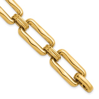 Herco 14K Polished and Textured Fancy Rectangular Link Bracelet