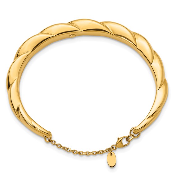 Herco 14K Polished Fancy Twisted w/ Safety Chain Cuff Bracelet