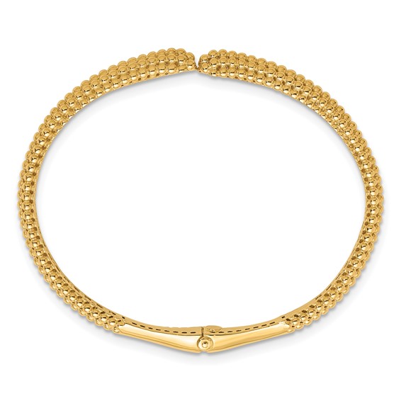 Herco 14K Polished and Beaded Hinged Bypass Cuff Bracelet