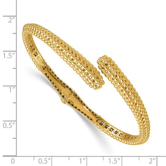 Herco 14K Polished and Beaded Hinged Bypass Cuff Bracelet