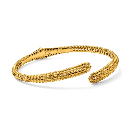 Herco 14K Polished and Beaded Hinged Bypass Cuff Bracelet