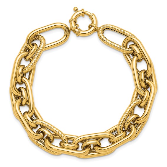 Herco 14K Polished and Textured Fancy Link Bracelet