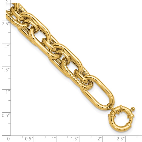 Herco 14K Polished and Textured Fancy Link Bracelet