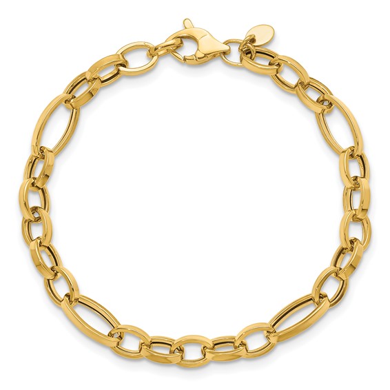 Herco 14K Polished Fancy Oval Link Bracelet