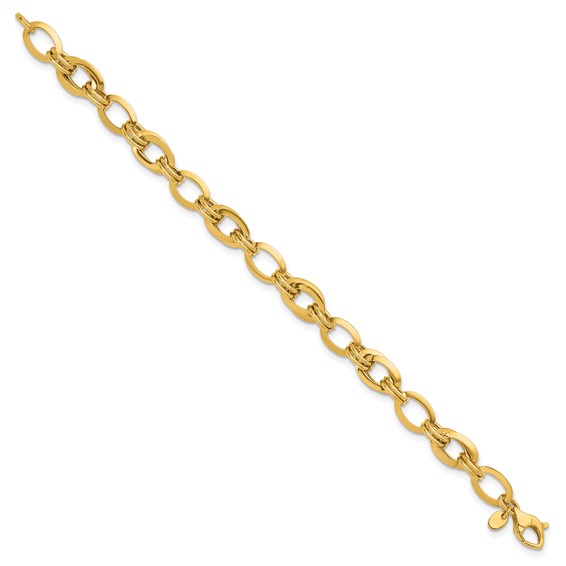 Herco 14K Polished Fancy Knife Edge Oval Link Bracelet