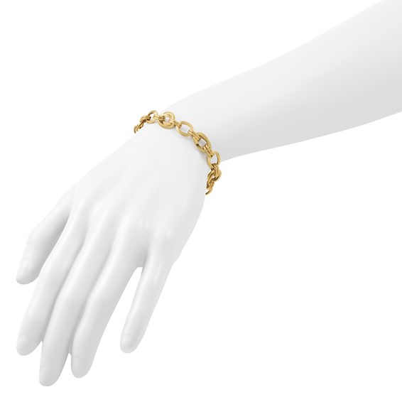 Herco 14K Polished Fancy Knife Edge Oval Link Bracelet