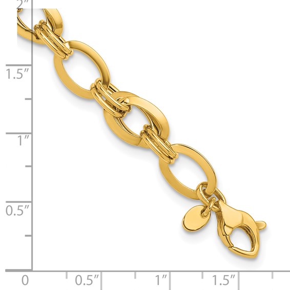 Herco 14K Polished Fancy Knife Edge Oval Link Bracelet