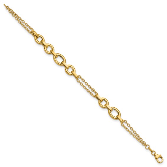 Herco 14K Polished Fancy Two-Strand Link Bracelet