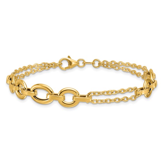 Herco 14K Polished Fancy Two-Strand Link Bracelet