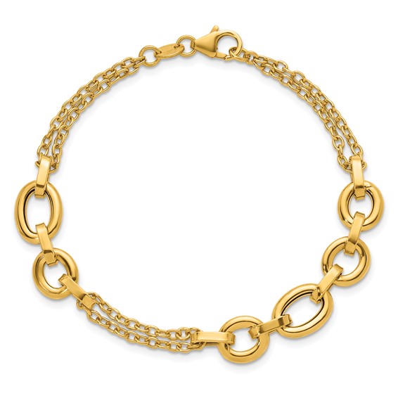 Herco 14K Polished Fancy Two-Strand Link Bracelet