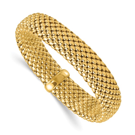 Herco 14K Polished Popcorn Mesh Slip On Stretch Bracelet