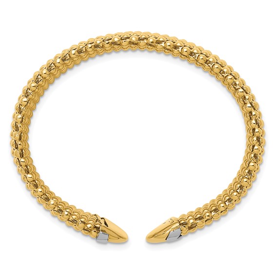 Herco 14K Two-tone Polished 18mm Popcorn Cuff Bangle