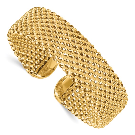 Herco 14K Two-tone Polished 18mm Popcorn Cuff Bangle
