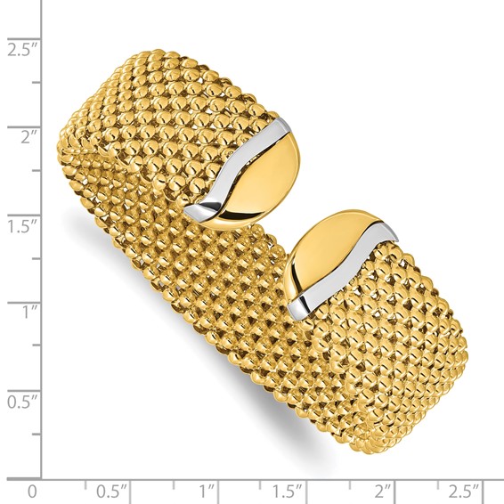Herco 14K Two-tone Polished 18mm Popcorn Cuff Bangle
