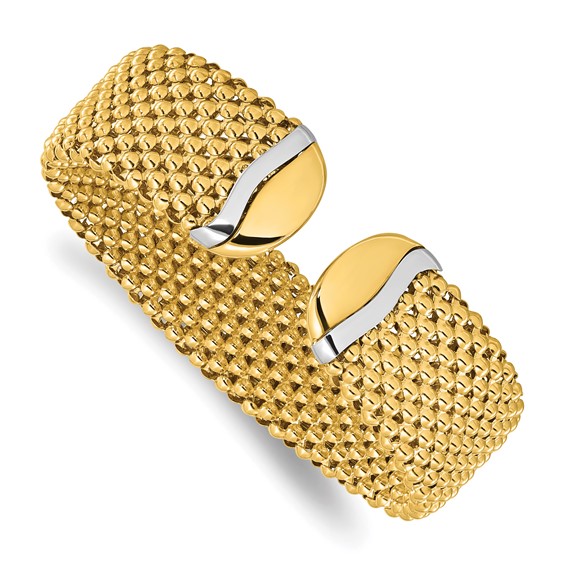 Herco 14K Two-tone Polished 18mm Popcorn Cuff Bangle