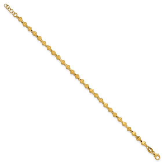 Herco 14k Polished Diamond-cut Geometric Bead 6.5 Inch with .5 Inch Extension Bracelet